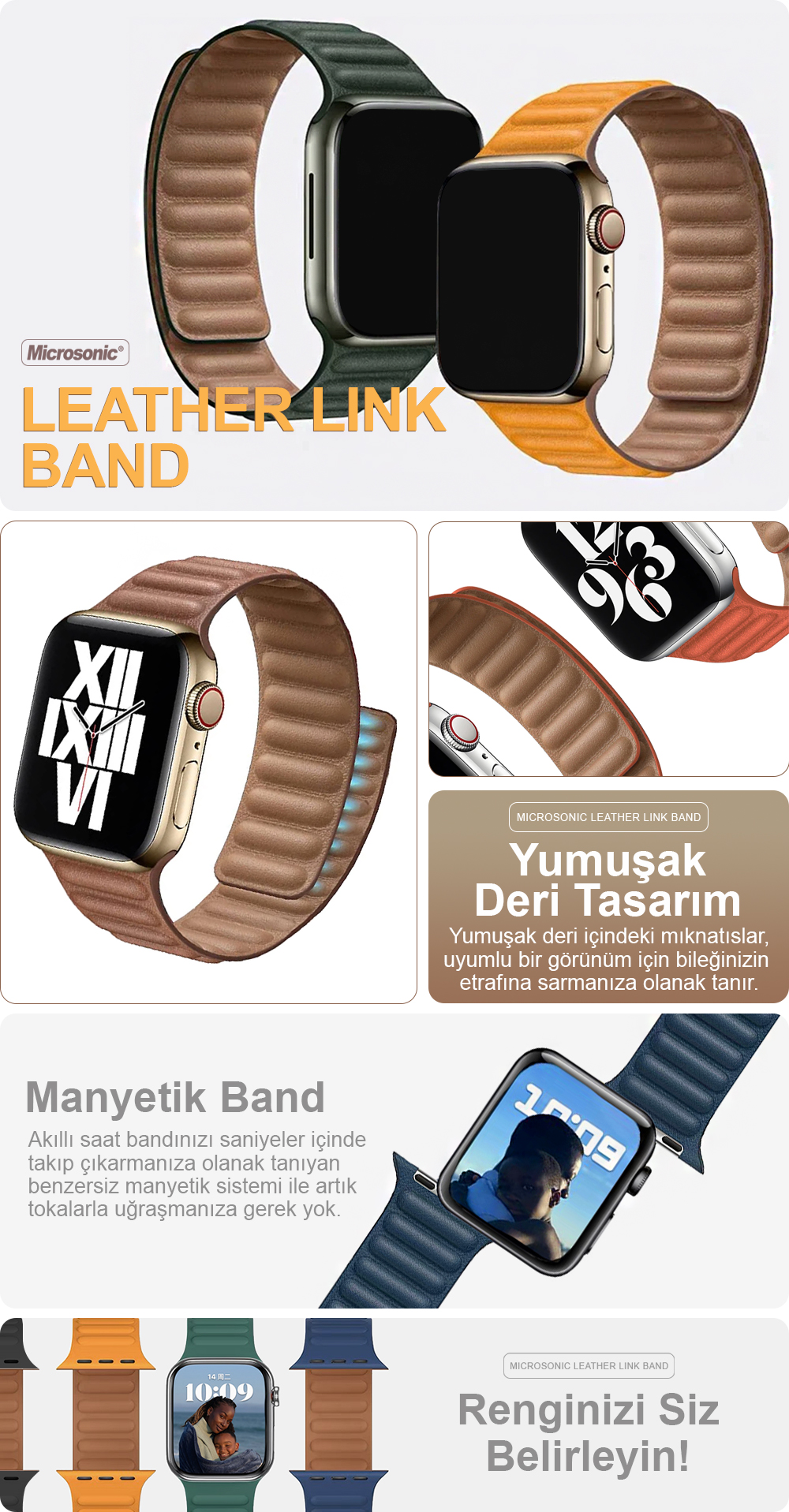 Microsonic Kordon Leather Link Band