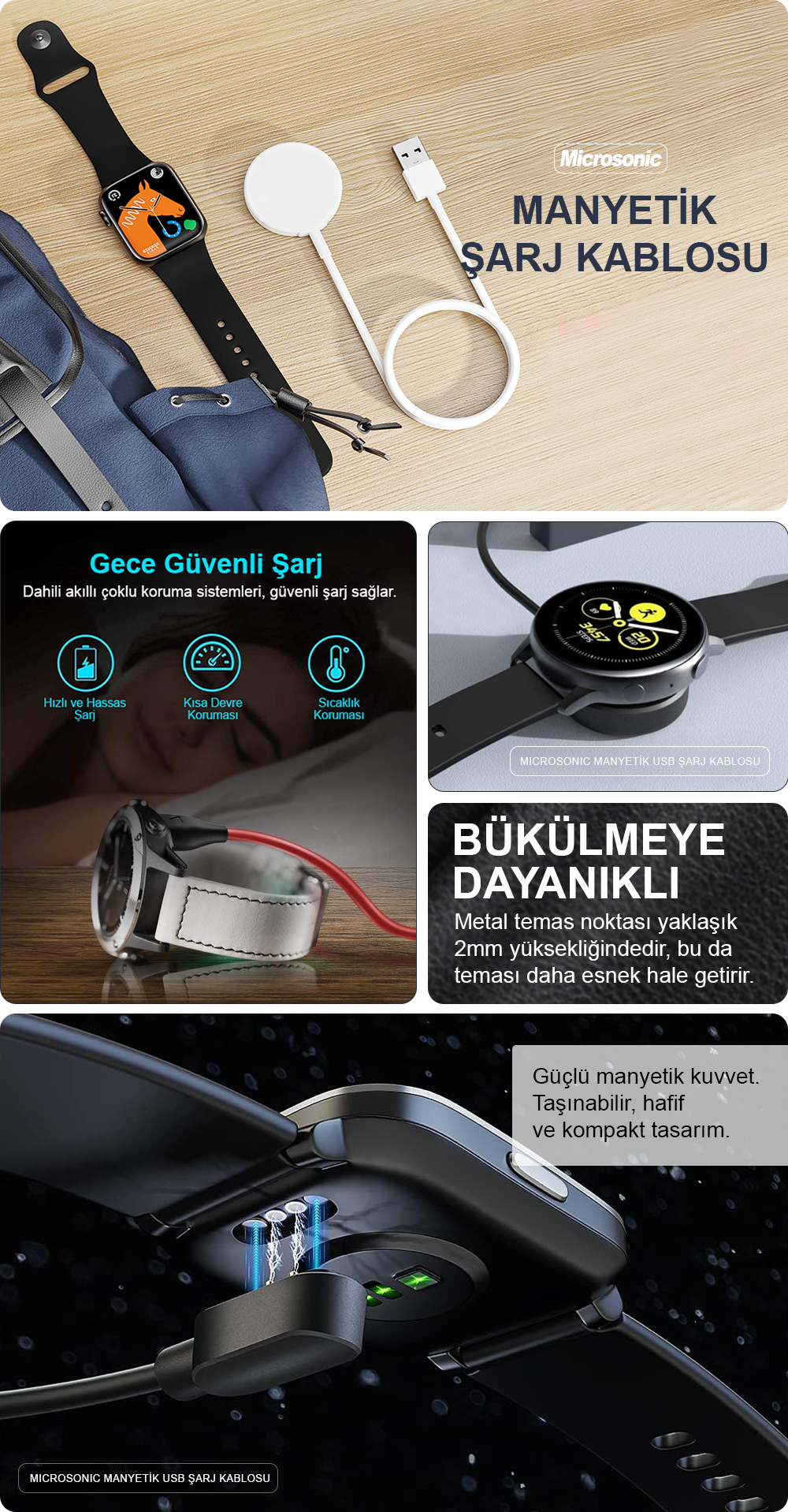 Manyetik USB Şarj Kablosu