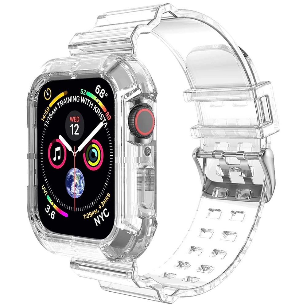 Microsonic Apple Watch Series 8 45mm Kordon Transparent Clear Band Şeffaf /  Kılıf Marketim