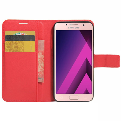 CaseUp Samsung Galaxy A3 2017 Cüzdanlı Suni Deri Kılıf Kırmızı