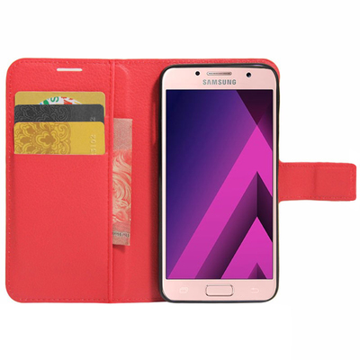 CaseUp Samsung Galaxy A7 2017 Cüzdanlı Suni Deri Kılıf Kırmızı