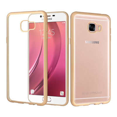 CaseUp Samsung Galaxy C5 Lazer Kesim Silikon Kılıf Gold