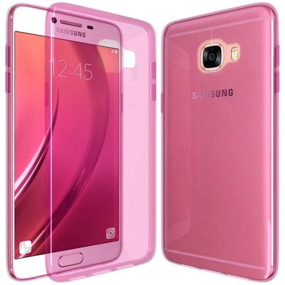 CaseUp Samsung Galaxy C5 Kılıf Transparent Soft Pembe