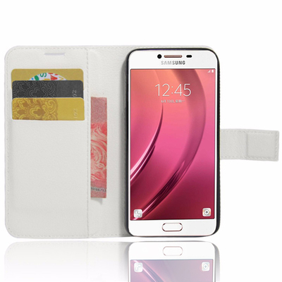 CaseUp Samsung Galaxy C7 Cüzdanlı Suni Deri Kılıf Beyaz
