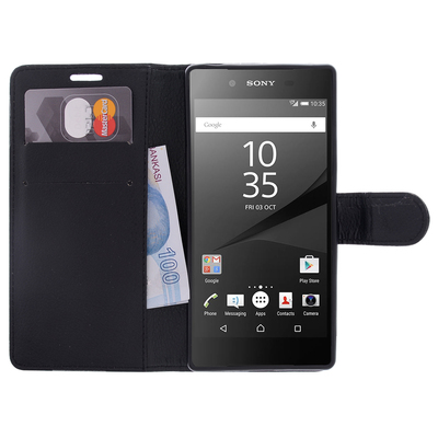 CaseUp Sony Xperia Z2 Cüzdanlı Suni Deri Kılıf Siyah