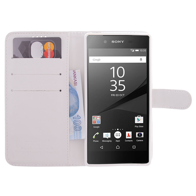 CaseUp Sony Xperia Z5 Compact Cüzdanlı Suni Deri Kılıf Beyaz