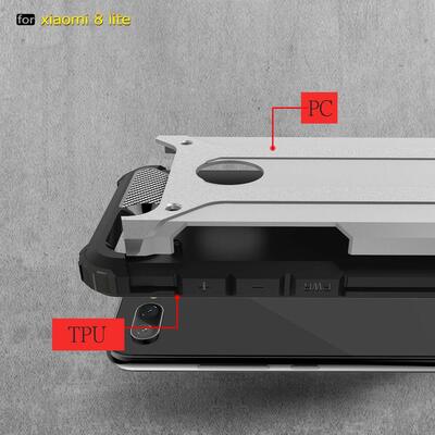 CaseUp Xiaomi Mi 8 Lite Kılıf Tank Gümüş