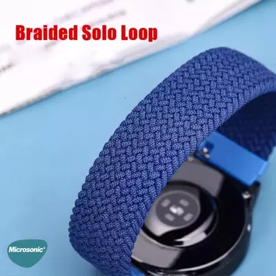 Microsonic Amazfit Active Kordon, (Large Size, 165mm) Braided Solo Loop Band Lacivert