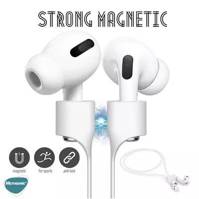 Microsonic Apple AirPods 3 Manyetik Mıknatıslı Kulaklık İpi Pembe