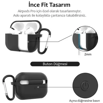 Microsonic Apple AirPods Pro Askılı Mat Silikon Kılıf Siyah