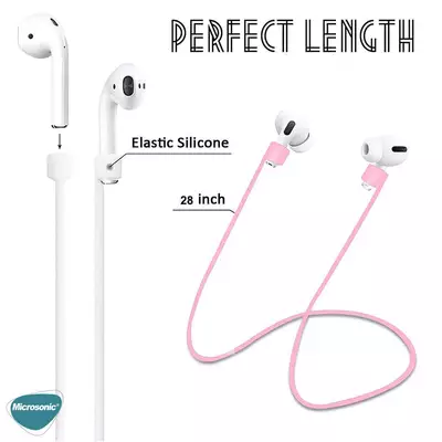 Microsonic Apple AirPods Pro Neck Rope Silicone Pembe