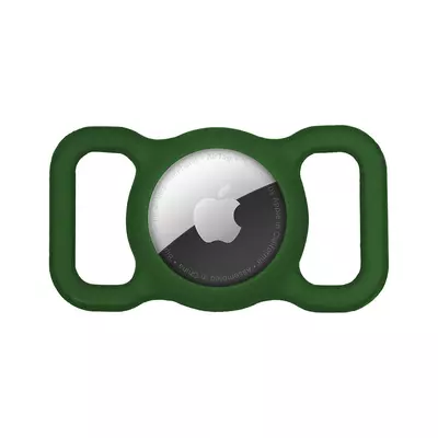 Microsonic Apple AirTag Kılıf, Evcil Hayvan için Silikon Boyun Tasma Aparatı Koyu Yeşil