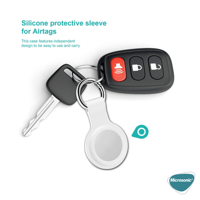 Microsonic Apple AirTag Liquid Silicone Protective Kılıf Beyaz