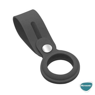 Microsonic Apple AirTag Silicon Loop Key Ring Kılıf Siyah