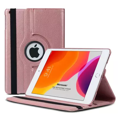 Microsonic Apple iPad 10.2'' 8. Nesil (A2270-A2428-A2429-A2430) Kılıf 360 Rotating Stand Deri Rose Gold