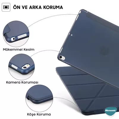 Microsonic Apple iPad 10.2'' 8. Nesil (A2270-A2428-A2429-A2430) Folding Origami Design Kılıf Lacivert
