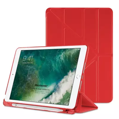 Microsonic Apple iPad 9.7 2017 Kılıf (A1822-A1823) Origami Pencil Kırmızı