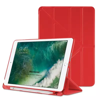 Microsonic Apple iPad 9.7 2018 Kılıf (A1893-A1954) Origami Pencil Kırmızı