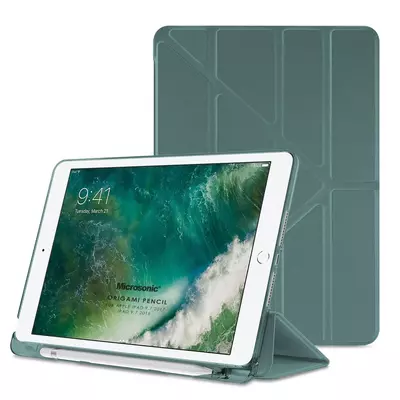 Microsonic Apple iPad 9.7 2018 Kılıf (A1893-A1954) Origami Pencil Koyu Yeşil