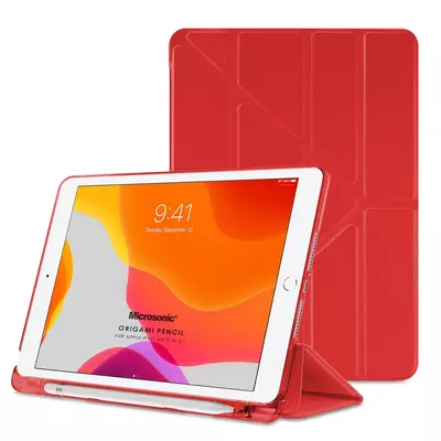 Microsonic Apple iPad Air 3 10.5'' 2019 Kılıf (A2152-A2123-A2153-A2154) Origami Pencil Kırmızı