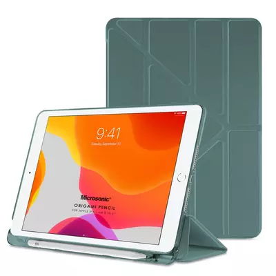 Microsonic Apple iPad Air 3 10.5'' 2019 Kılıf (A2152-A2123-A2153-A2154) Origami Pencil Koyu Yeşil