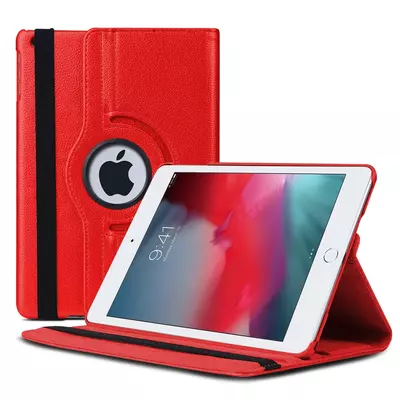 Microsonic Apple iPad Mini 5 7.9'' 2019 (A2133-A2124-A2125-A2126) Kılıf 360 Rotating Stand Deri Kırmızı