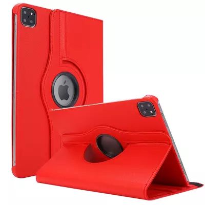 Microsonic Apple iPad Pro 11'' 2021 3. Nesil Kılıf (A2377-A2459-A2301-A2460) 360 Rotating Stand Deri Kırmızı