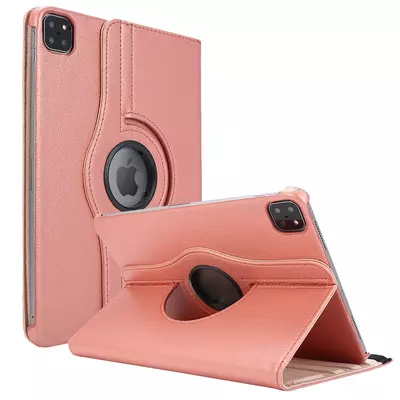 Microsonic Apple iPad Pro 11'' 2021 3. Nesil Kılıf (A2377-A2459-A2301-A2460) 360 Rotating Stand Deri Rose Gold