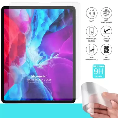 Microsonic Apple iPad Pro 12.9'' 2020 4.Nesil (A2229-A2069-A2232) Matte Nano Glass Cam Ekran Koruyucu
