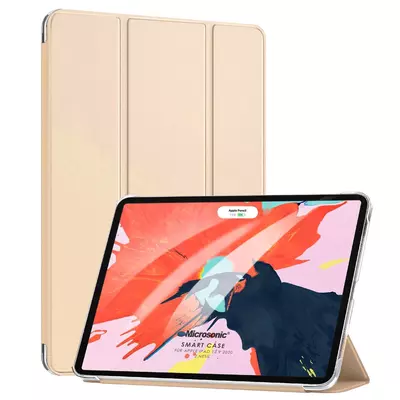 Microsonic Apple iPad Pro 12.9'' 2020 4.Nesil Kılıf, (A2229-A2069-A2232) Slim Translucent Back Smart Cover Gold