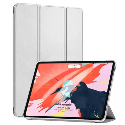 Microsonic Apple iPad Pro 12.9'' 2020 4.Nesil Kılıf, (A2229-A2069-A2232) Slim Translucent Back Smart Cover Gümüş