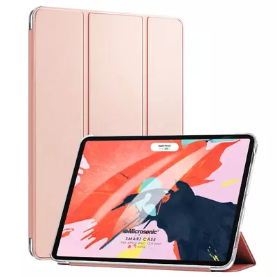 Microsonic Apple iPad Pro 12.9'' 2020 4.Nesil Kılıf, (A2229-A2069-A2232) Slim Translucent Back Smart Cover Rose Gold