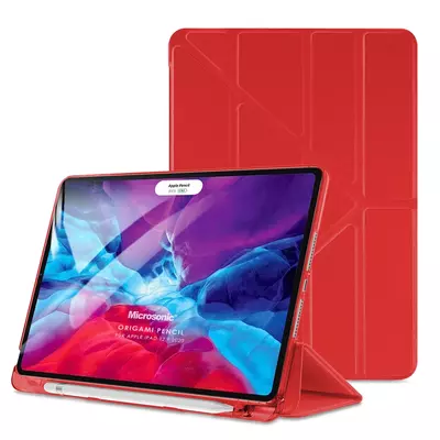 Microsonic Apple iPad Pro 12.9'' 2021 5. Nesil Kılıf (A2378-A2461-A2379-A2462) Origami Pencil Kırmızı