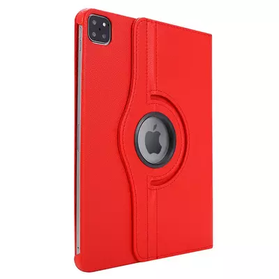 Microsonic Apple iPad Pro 12.9`` 2022 6. Nesil Kılıf (A2436-A2764-A2437-A2766) 360 Rotating Stand Deri Kırmızı