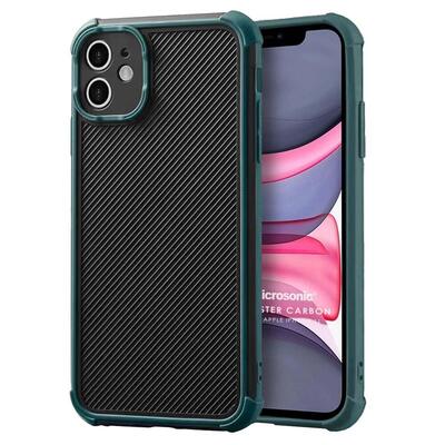 Microsonic Apple iPhone 11 Kılıf Chester Carbon Koyu Yeşil