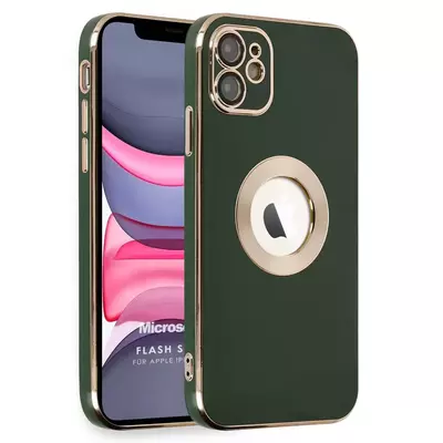 Microsonic Apple iPhone 11 Kılıf Flash Stamp Koyu Yeşil