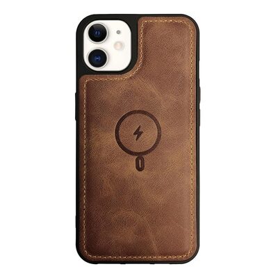Microsonic Apple iPhone 11 Kılıf MagSafe Genuine Leather Kahverengi