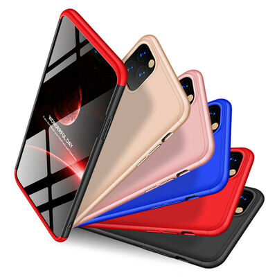 Microsonic Apple iPhone 11 Pro Kılıf Double Dip 360 Protective AYS Siyah - Kırmızı
