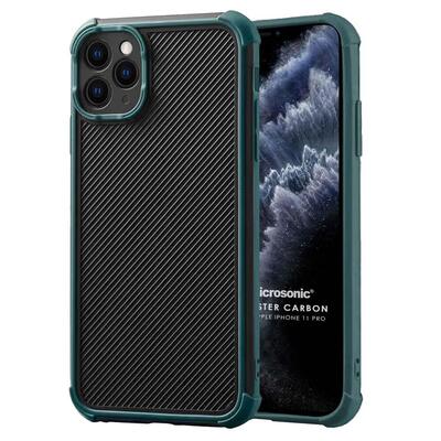 Microsonic Apple iPhone 11 Pro Kılıf Chester Carbon Koyu Yeşil