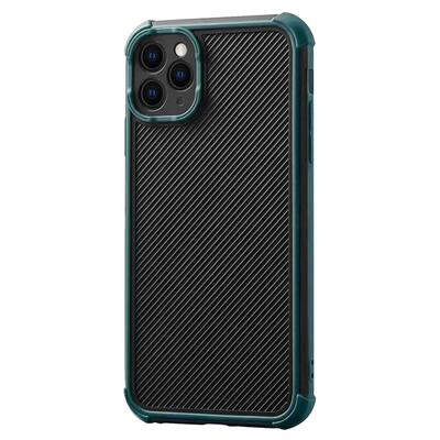 Microsonic Apple iPhone 11 Pro Kılıf Chester Carbon Koyu Yeşil