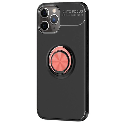 Microsonic Apple iPhone 11 Pro Max Kılıf Kickstand Ring Holder Siyah Rose