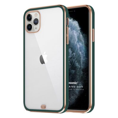 Microsonic Apple iPhone 11 Pro Max Kılıf Laser Plated Soft Koyu Yeşil
