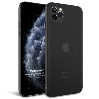 Microsonic Apple iPhone 11 Pro Max Kılıf Peipe Matte Silicone Siyah
