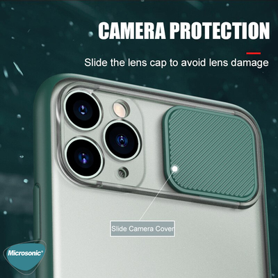 Microsonic Apple iPhone 11 Pro Max Kılıf Slide Camera Lens Protection Koyu Yeşil