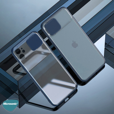 Microsonic Apple iPhone 11 Pro Max Kılıf Slide Camera Lens Protection Lacivert
