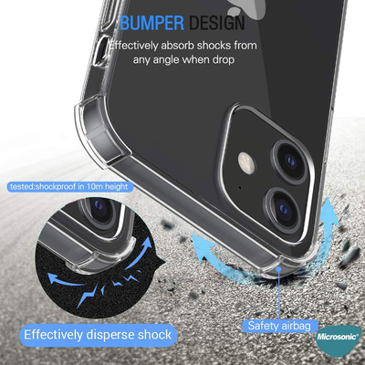 Microsonic Apple iPhone 12 Kılıf Anti Shock Silikon Şeffaf