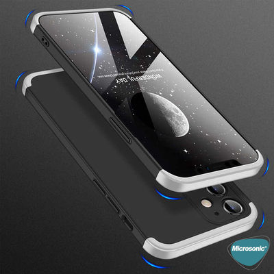 Microsonic Apple iPhone 12 Kılıf Double Dip 360 Protective AYS Siyah Gri