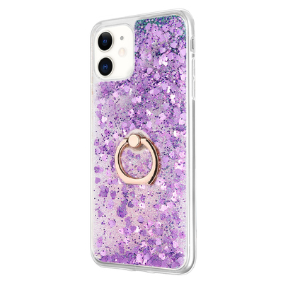 Microsonic Apple iPhone 12 Kılıf Glitter Liquid Holder Mor