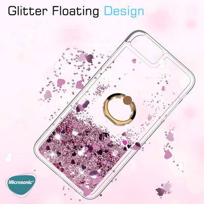 Microsonic Apple iPhone 12 Kılıf Glitter Liquid Holder Pembe