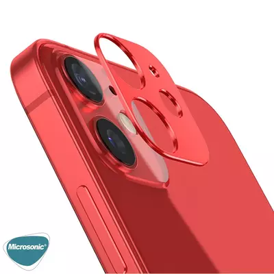 Microsonic Apple iPhone 12 Kamera Lens Koruma Camı V2 Kırmızı